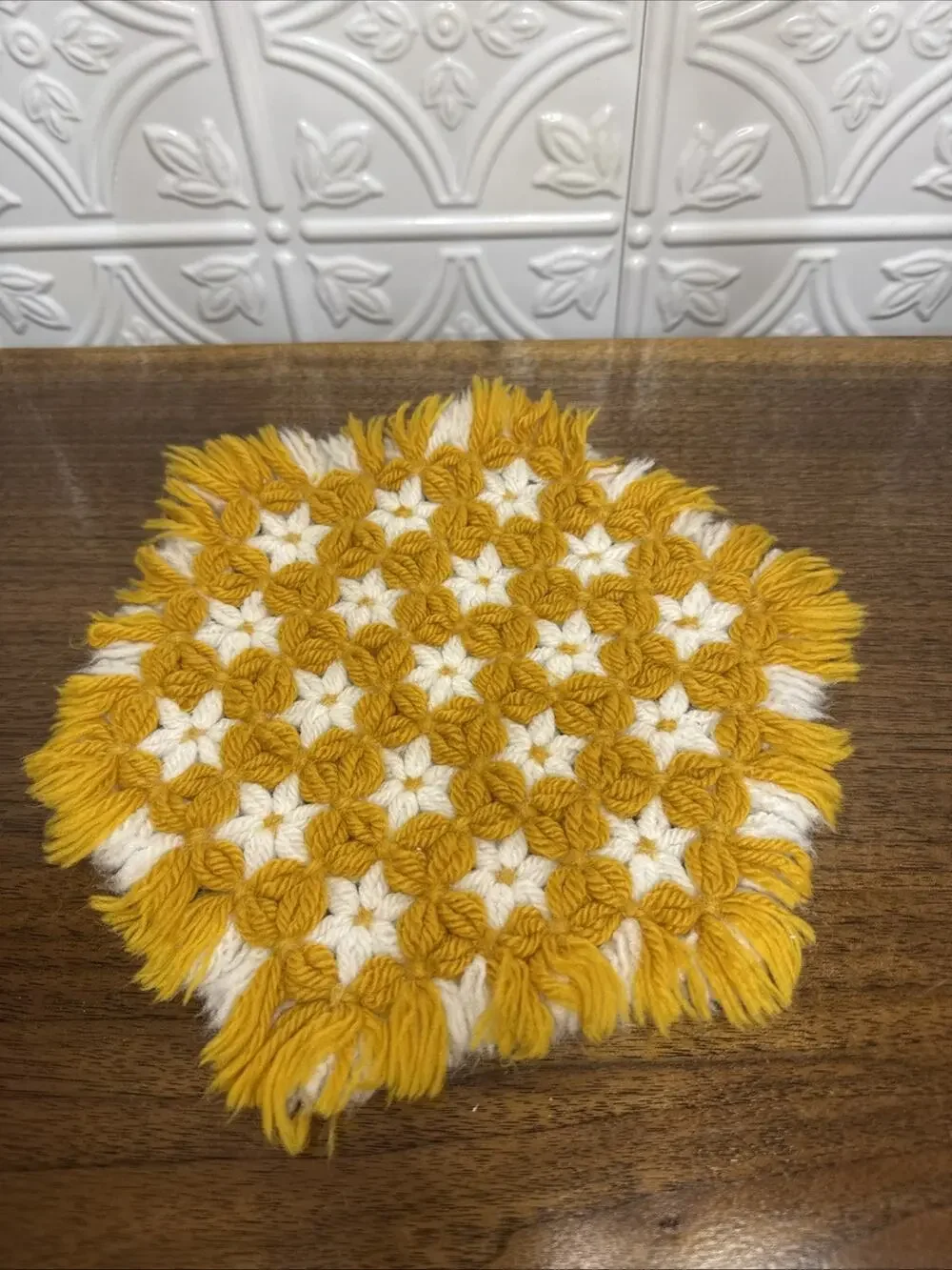 VTG 70’s Crocheted Reversible Hot Pad Trivet